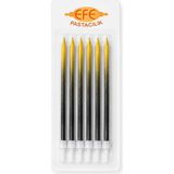 Efe Pastacılık Metalik Siyah Gold Uzun Pasta Mumu 17 cm - 6 Adet