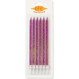 Efe Pastacılık Mor Gold Simli Uzun Pasta Mumu 17 cm - 6 Adet