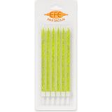 Efe Pastacılık Neon Yeşil Gümüş Simli Uzun Pasta Mumu 17 cm - 6 Adet