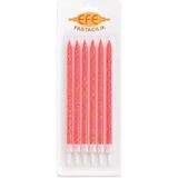 Efe Pastacılık Pembe Gold Simli Uzun Pasta Mumu 17 cm - 6 Adet