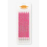 EFE PASTACILIK Pembe Gümüş Simli Uzun Pasta Mumu 17 Cm