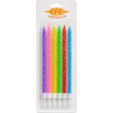 Efe Pastacılık Uzun Pul Simli Karışık Renkli Pasta Mumu 17 cm - 6 Adet