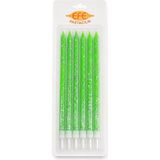 Efe Pastacılık Yeşil Gümüş Simli Uzun Pasta Mumu 17 cm - 6 Adet