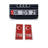 Efeaks Araç Plaka Arması Kırmızı Plaka Araç Sticker Tr