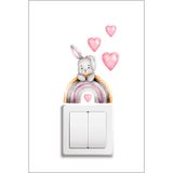 efekt reklam Çocuk Bebek Odası Gökkuşağı Üstünde Tavşan Dekoratif Priz Kenar Duvar Süsü Yapışkanlı Sticker