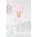 efekt reklam Mutlu Kız Ayıcık Balon Ve Sevimli Pembe Beyaz Kalpler Çocuk Bebek Odası Duvar Kağıdı Süsü Sticker