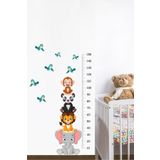 efekt reklam Neşeli Hayvanlar Boy Ölçer Çocuk, Bebek Odası Anaokulu-kreş Duvar Kağıdı Yapışkanlı Sticker Seti