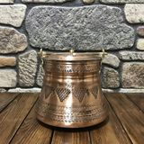 Efemir Bakır Üzüm Desenli Bakır Bakraç - Bronz - Altın - 20 cm