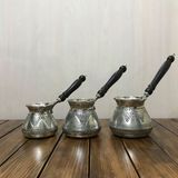 Efemir Bakır Üzüm Desenli Bakır Cezve Takımı