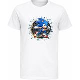 Efendioğlu Design Arkaplan Siyah Koşan Sonic Baskılı Çocuk Tişört – Hız Temalı Mavi Kirpi Oyun Karakteri Tshirt - 3 Yaş - Beyaz
