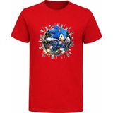 Efendioğlu Design Arkaplan Siyah Koşan Sonic Baskılı Çocuk Tişört – Hız Temalı Mavi Kirpi Oyun Karakteri Tshirt - 3 Yaş - Kırmızı