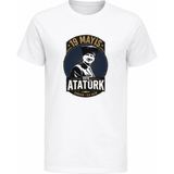 Efendioğlu Design Kısa Kollu Samsun Ilk Adım Yuvarlak Baskılı 19 Mayıs Atatürk Baskılı Pamuklu Çocuk T-Shirt - Beyaz - 10 Yaş