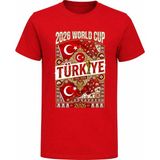 Efendioğlu Design Retro Osmanlı Desenli 2026 Türkiye Dünya Kupası Baskılı Pamuklu Çocuk Tişört - Kırmızı - 7 Yaş
