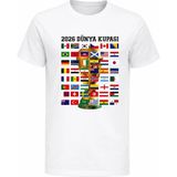 Efendioğlu Design Tüm Ülke Takımları Bayrakları 2026 Dünya Kupası Hatıra Pamuklu Çocuk T-Shirt - Beyaz - 7 Yaş