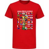 Efendioğlu Design Tüm Ülke Takımları Bayrakları 2026 Dünya Kupası Hatıra Pamuklu Çocuk T-Shirt - Kırmızı - 3 Yaş