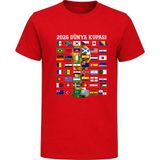 Efendioğlu Design Tüm Ülke Takımları Bayrakları 2026 Dünya Kupası Hatıra Pamuklu Çocuk T-Shirt - Kırmızı - 7 Yaş