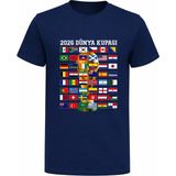 Efendioğlu Design Tüm Ülke Takımları Bayrakları 2026 Dünya Kupası Hatıra Pamuklu T-Shirt - Lacivert - 2XL