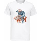 Efendioğlu Design Uzay Balığı Astronot Tişört – Kaft Tarzı Premium Baskılı Pamuklu T-Shirt - Beyaz