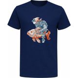 Efendioğlu Design Uzay Balığı Astronot Tişört – Kaft Tarzı Premium Baskılı Pamuklu T-Shirt - Lacivert