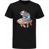 Efendioğlu Design Uzay Balığı Astronot Tişört – Kaft Tarzı Premium Baskılı Pamuklu T-Shirt - Siyah