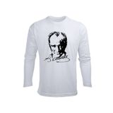 Efendioğlu Design UZUN KOLLU ATATÜRK SİLÜET VE İMZA BASKILI PAMUKLU ÇOCUK TİŞÖRT