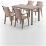 Efes 4 Kişilik Rattan Masa Sandalye Takımı Cappuccino