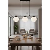 Efes Modern Tasarım Minimal Yemek Masası Üzeri Salon Mutfak Oturma Odası Siyah Renk Camlı 3 Lü Avize - 0 - Siyah - Beyaz