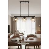 Efes Modern Tasarım Minimal Yemek Masası Üzeri Salon Mutfak Oturma Odası Siyah Renk Camlı 3 Lü Avize