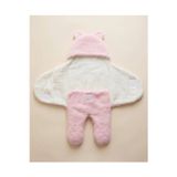 Efeyoo Kız Bebek 0-12 Ay İçi Elyaflı Peluş Welsoft Kulaklı Krem Dış Bebek Kundak & Battaniyesi Kışlık Uyku Tulumu