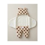 EFEYOO unisex 0-12 Ay İçi Elyaflı Peluş Welsoft Kulaklı krem Dış Bebek Kundak & Battaniyesi Kışlık Uyku Tulumu