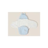 Efeyoo Unisex 0-6 Ay İçi Elyaflı Peluş Welsoft Nohut Mavi Dış Bebek Kundak & Battaniyesi Kışlık Uyku Tulumu