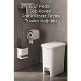 Effe 3'lü Banyo Ve Tuvalet Seti Çöp Kovası, Fırça Ve Kağıtlık Birarada Beyaz