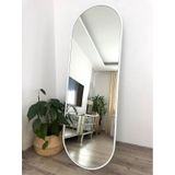 Effe Beyaz Metal Çerçeveli 180x60 Cm Elips Model Ayaklı Boy Aynası