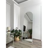 Effe Beyaz Metal Çerçeveli Ayaklı Oval Boy Aynası 180x60 Cm