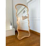 Effe Doğal Ahşap Çerçeveli Bulut Model 180x80 Cm Naturel Ayakli Boy Aynasi