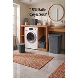 Effe Home 5'li Safir Çamaşır Sepeti Seti Örgü Desenli - Antrasit
