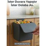 Effe Home Askılı ve Yapışkanlı Mutfak ve Banyo Için Pratik Çöp Kovası 8lt - 8 lt - Antrasit