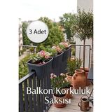 Effe Home Dekoratif Balkon Korkuluk Saksısı 3'lü Takım - Antrasit