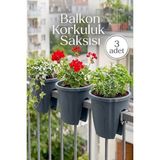 Effe Home Dekoratif Balkon Korkuluk Saksısı Oval 3 Adet - Antrasit