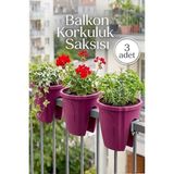 Effe Home Dekoratif Balkon Korkuluk Saksısı Oval 3 Adet - Fuşya