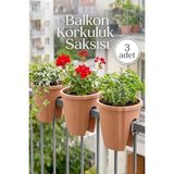 Effe Home Dekoratif Balkon Korkuluk Saksısı Oval 3 Adet - Kahverengi