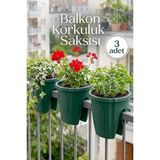 Effe Home Dekoratif Balkon Korkuluk Saksısı Oval 3 Adet - Yeşil