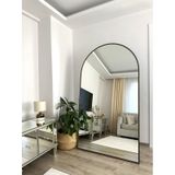 Effe Pirinç Eskitme Metal Çerçeveli 180x100 Cm Oval Ayaklı Boy Aynası