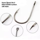 Effe Sazan İğnesi No:3 Nikel Delikli Carbon 100 Adet 192553-3