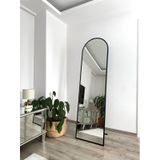 Effe Siyah Metal Çerçeveli 180x50 Cm Oval Ayaklı Boy Aynası