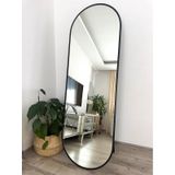 Effe Siyah Metal Çerçeveli 180x60 Cm Elips Model Ayaklı Boy Aynası