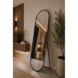 Effe Siyah Metal Çerçeveli 180x60 Cm Elips Model Ayaklı Boy Aynası