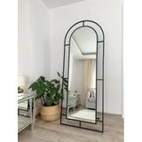 Effe Siyah Metal Çerçeveli 180x70 Cm Pencere Model Oval Ayaklı Boy Aynası