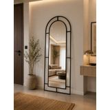 Effe Siyah Metal Çerçeveli 180x70 Cm Pencere Model Oval Ayaklı Boy Aynası