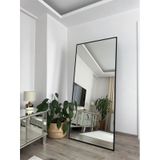 Effe Siyah Metal Çerçeveli 180x80 Cm Ayaklı Boy Aynası